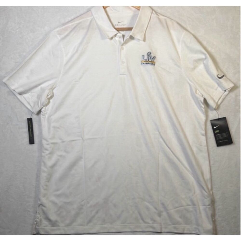 Nike Super Bowl Logo Dri-Fit golf casual Polo‎ White NWT Men XL